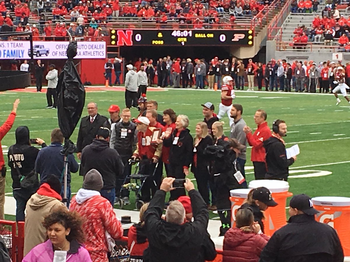 GoBigRedCast's tweet photo. Great to see legendary #Husker trainer George Sullivan. He has a new award under his name this year that went to @b_stille_. Congrats Ben! #GBR https://t.co/cKoLtEndvN