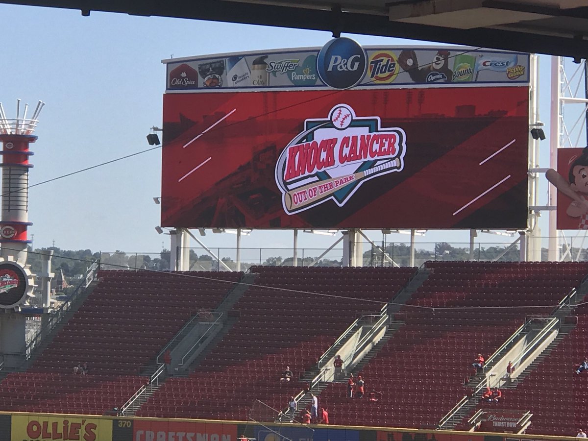 Prez_Pinto's tweet photo. Excited to take part in Knock Cancer out of the Ballpark today with others from @uofcincy and @uc_health. Our community members are truly champions in the fight to end cancer. #knockcancer #cancerendshere @CincyChildrens @uofcincyfound @uofcincyalumni @Reds @CityOfCincy https://t.co/7PHsOEqaA2