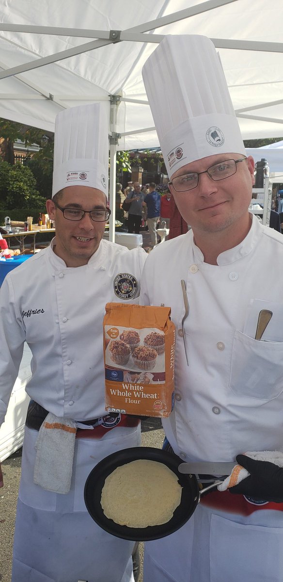 Cuoinart Team #CoastGuard makes #delicious whole wheat  #crepes using <a href="/ArdentMills/">Ardent Mills</a> propriatary #Ultragrain milled fine like traditional white flour with all then #Health benefits of #wholewheat look at their lighter color!