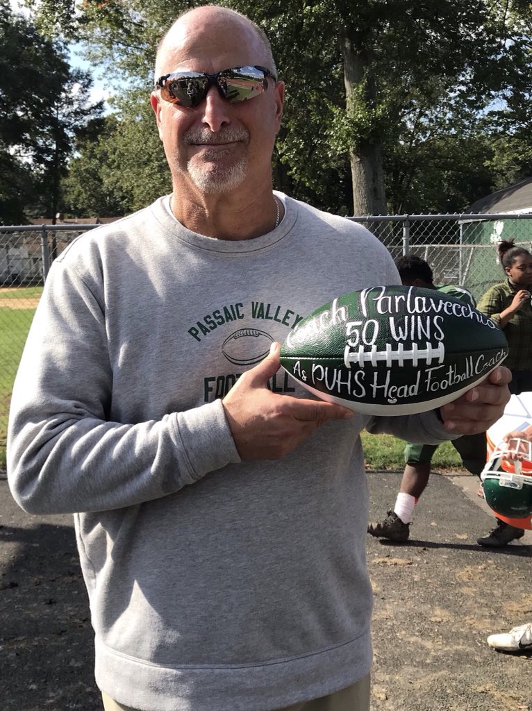 PVHS_SPORTS's tweet photo. CONGRATS COACH PARLAVECCHIO &amp; The Hornets! PV beat Fair Lawn 40-0 today. This was Coach Parlavecchio’s 50th Win as Head Coach of the Hornets. Coach P said, “There is a lot of great history, great players, great families &amp; great people who are all a part of these 50 Wins”. https://t.co/DFhy8slITC
