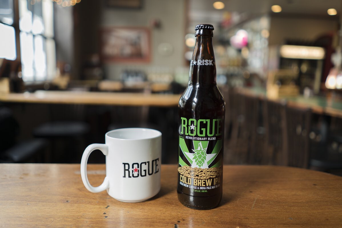 RogueAles's tweet photo. It's Saturday and #nationalcoffeeday? Cold Brew IPA sounds like just the thing. #ColdBrewIPA https://t.co/45ICAc3S7X
