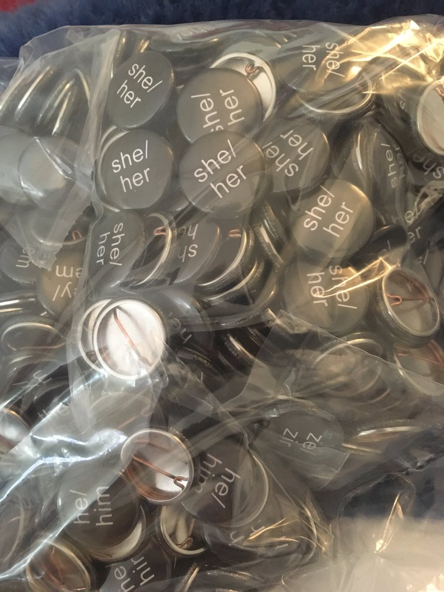 UnholyHarvest's tweet photo. Pronoun pins have arrived! https://t.co/OwLcyNZlxE