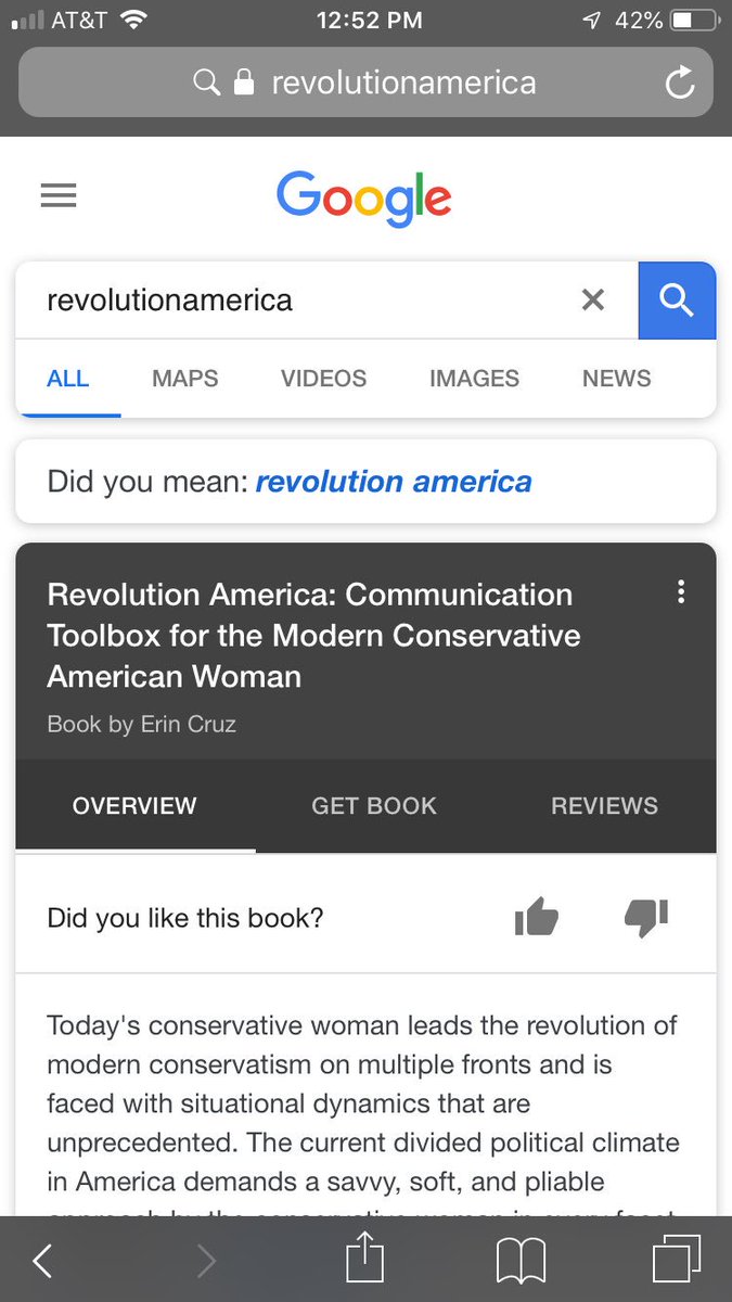 RevAmericaBook's tweet photo. My Conservative Book is black listed by google AGAIN!

Type in search bar:
Revolution America

Then try:
‘Revolution America’

Not pulling up? Try:
revolutionamerica

Anything yet?

Yes, if you correct it you’ll be taken away from it #fail

Get yours now: https://t.co/lLaIskzm0x https://t.co/ZiB1Z1Banc