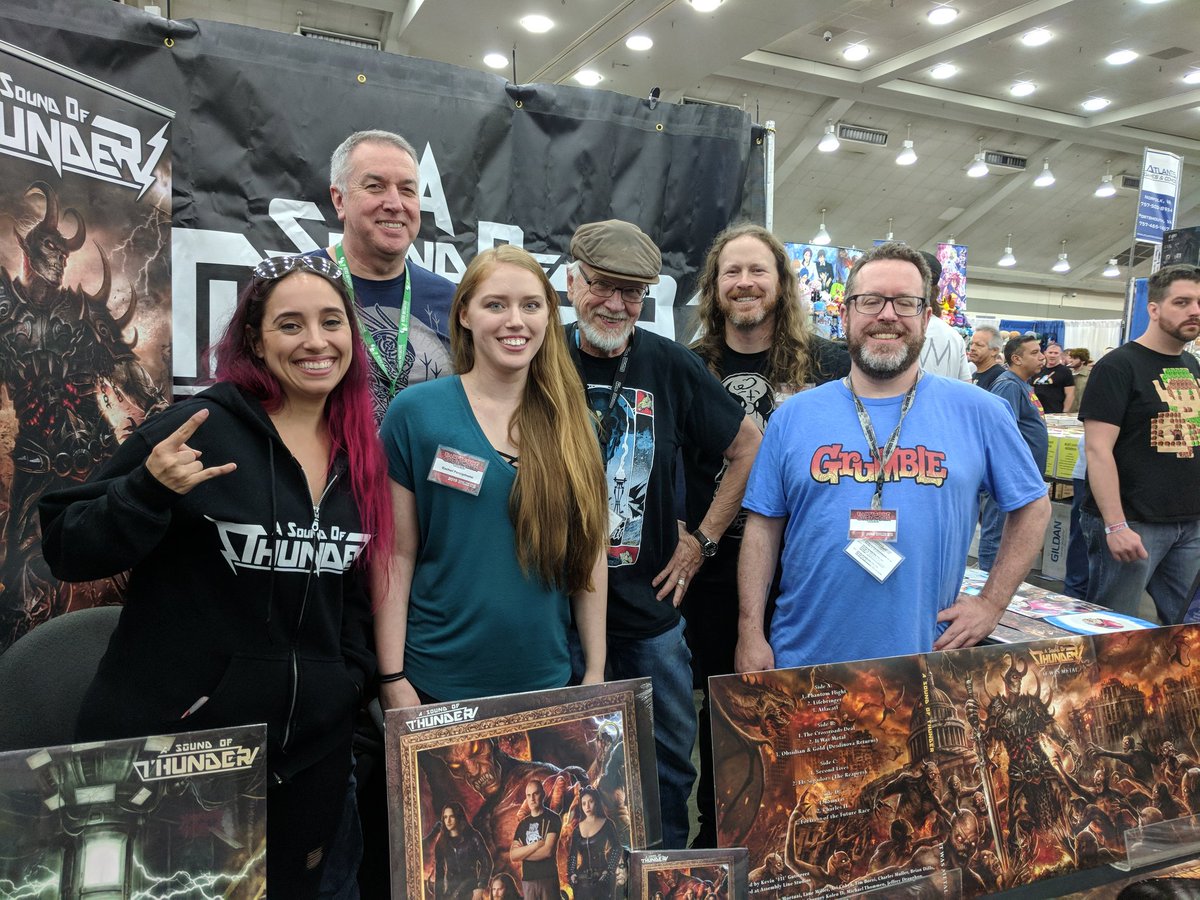 asotband's tweet image. #ItWasMetal supergroup unite! @BarryKitsonArt  @plasticfarm @Perciphone @DuchessODork @ASOTJosh and Bob Hall at @baltimorecomics #bcc2018 #comics #metal