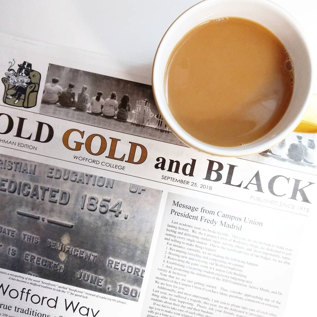 OldGandB's tweet photo. What's better than #nationalcoffeeday? A latte from the Acorn Cafe + the newest issue of The Old Gold &amp; Black! Pick up our latest issue to read all of the helpful hints + tips for navigating campus. https://t.co/gPmGFCjihl https://t.co/jjcEgBSR7H