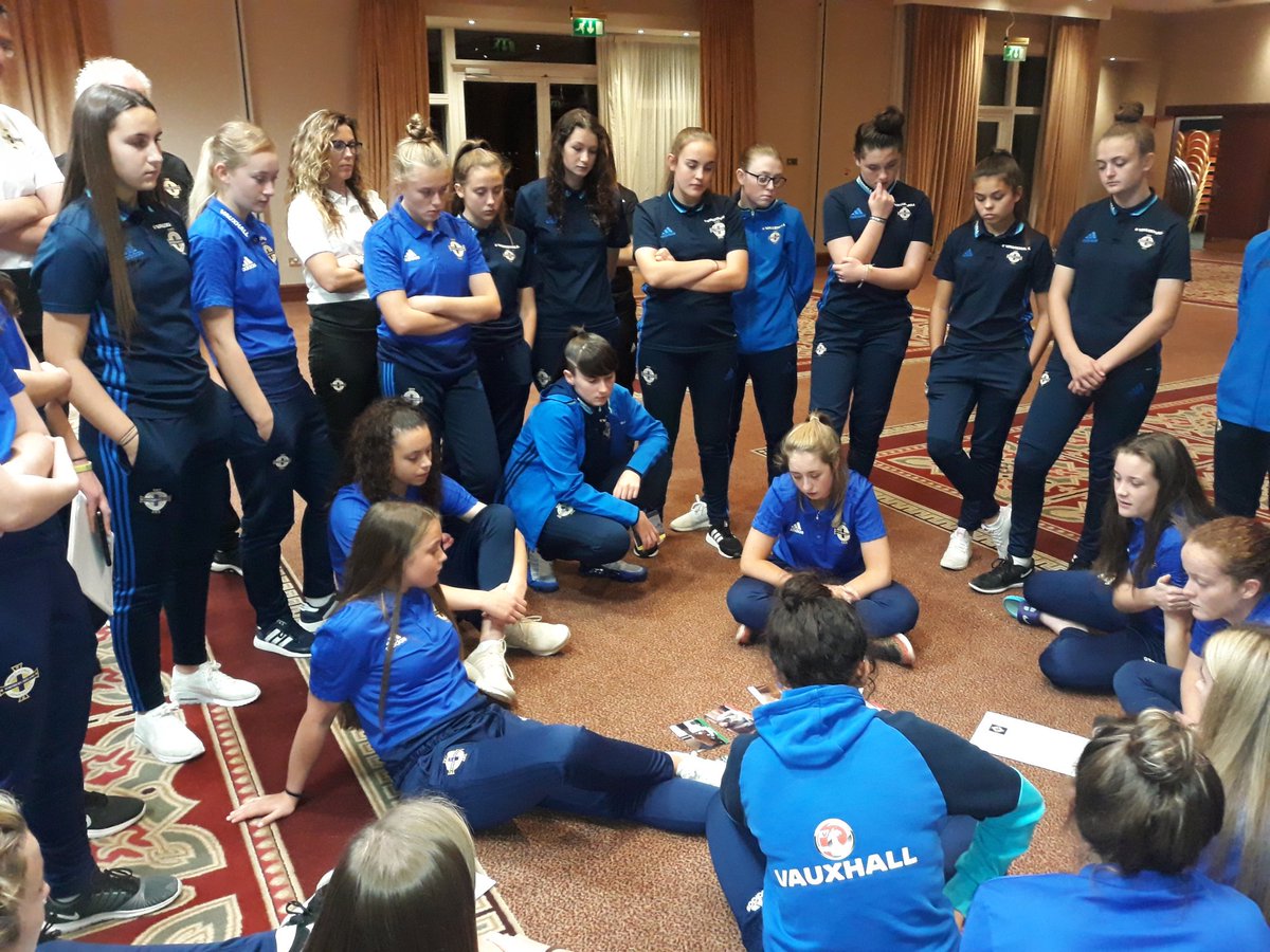 AlfieWylie's tweet photo. U17 U19 NI players taking part in their team culture meeting with Michael Cooke @OfficialIrishFA @NorthernIreland @network_nw @Tiarna297 https://t.co/7d9aiEmyBG