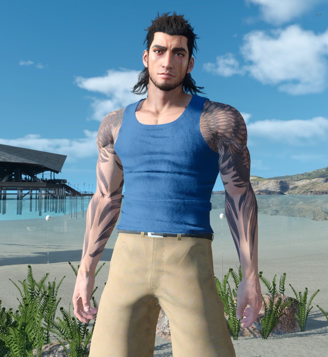 Glorious_Gladio's tweet photo. Shields need a vacation as well! To go along with Iggy's outfit, I also made a summer vacation-themed outfit for Gladio~ DL: https://t.co/ieXh8tQIqf #FF15 #FF15MOD #FF15MODWATCH #FF15WINDOWSEDITION https://t.co/Yx4FdvESYj