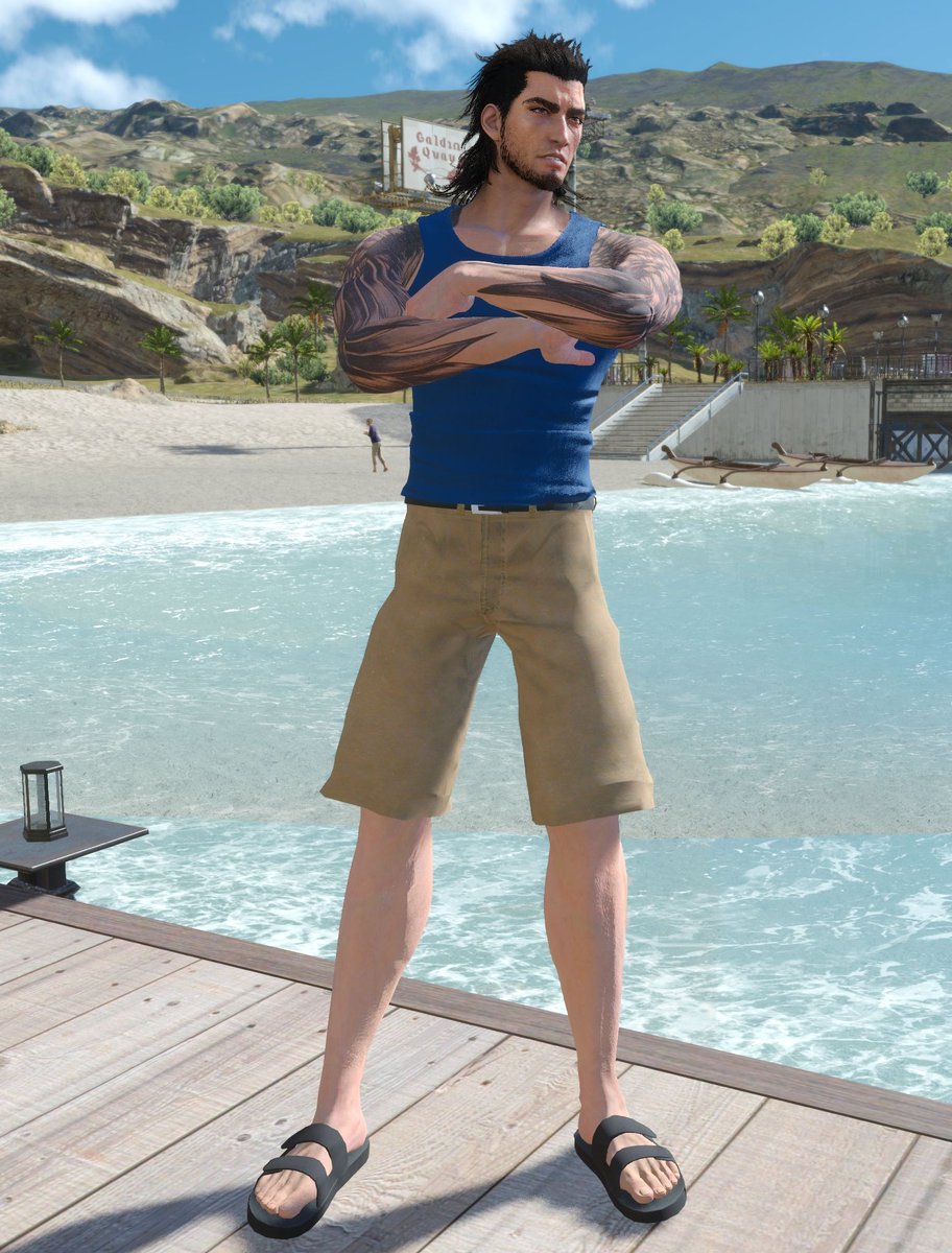 Glorious_Gladio's tweet photo. Shields need a vacation as well! To go along with Iggy's outfit, I also made a summer vacation-themed outfit for Gladio~ DL: https://t.co/ieXh8tQIqf #FF15 #FF15MOD #FF15MODWATCH #FF15WINDOWSEDITION https://t.co/Yx4FdvESYj