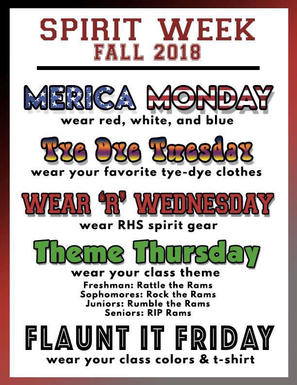 TheFlock_RHS's tweet photo. SPIRIT WEEK!! GET HYPE FOR HOCO!#RIPRAMS https://t.co/I8llCvorb7