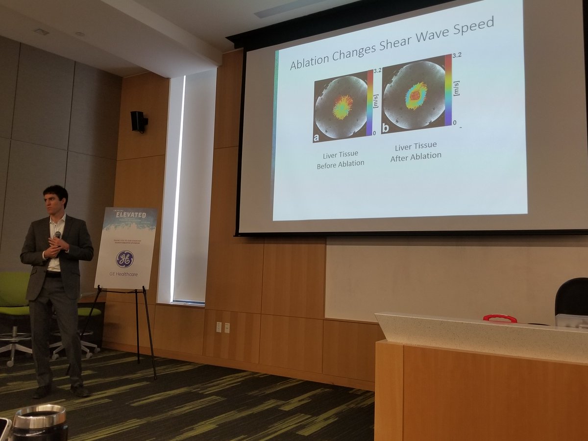 Utah MD PhD student Lorne Hofstetter <a href="/lornehof/">Lorne Hofstetter</a> presents his multi-point Acoustic Radiation Force Imaging (ARFI) technique for MR elastography <a href="/UofUHealth/">University of Utah Health</a> <a href="/UtahBME/">UtahBME</a> <a href="/UofUMedicine/">Spencer Fox Eccles School of Medicine</a> #ImagingElevated2018