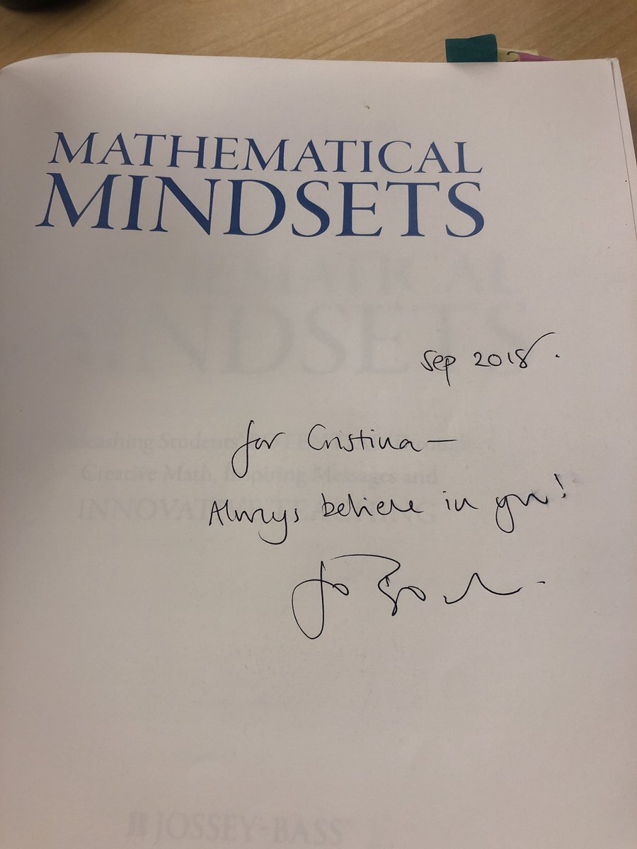 Cbustamante2222's tweet photo. So this happened today! Got to listen to @joboaler speak and I got to do math with @chaoskeeper11 & Jo and then I got my book signed. #fangirl #googlekci @YouCubedOrg https://t.co/ezuXRdD7BS