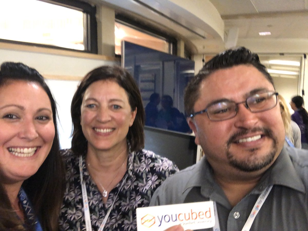 Cbustamante2222's tweet photo. So this happened today! Got to listen to @joboaler speak and I got to do math with @chaoskeeper11 & Jo and then I got my book signed. #fangirl #googlekci @YouCubedOrg https://t.co/ezuXRdD7BS