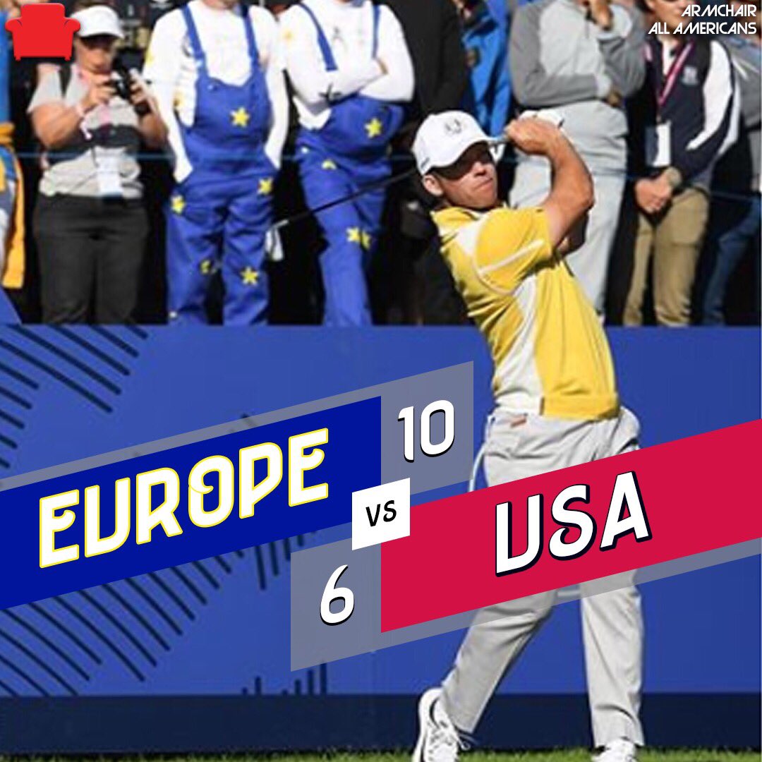 ArmchairGolf's tweet photo. The Americans need to match the largest comeback in Ryder Cup history if they want to retain the cup. 

#RyderCup https://t.co/la3HrtAGAe