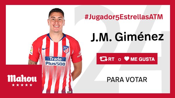 futbolmahou's tweet photo. RT o Me Gusta si crees que Giménez ha sido el #Jugador5EstrellasATM del @Atleti en el derbi madrileño. #RealMadridAtleti https://t.co/ZYGx2Rfo4n