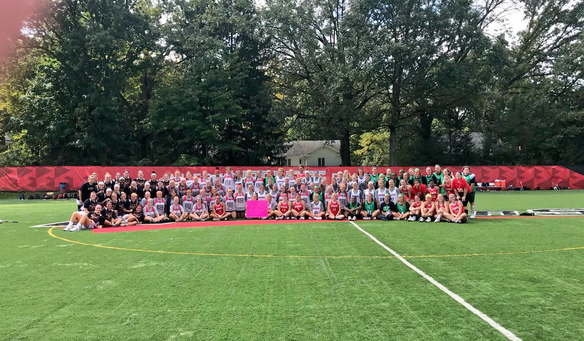 esulacrosse's tweet photo. Today’s fall play day was awesome. We thank everyone for wearing pink on their shoes in support of @ShipLacrosse player Julia who is battling breast cancer. We stand with you Julia #wisewillrise #psac @PSACsports https://t.co/pniQJgrfLv