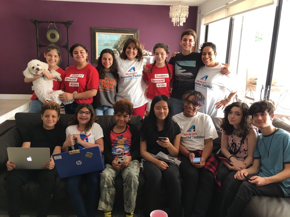 Annette_Taddeo's tweet photo. We had a very successful @Hustle #TextParty at my home texting thousands of numbers this afternoon. Thank you to all the students & @SDA_Miami. The world looks bright with you guys fighting for #CommonSenseGunLaws. #StudentsDemandAction #NovemberIsComing #ExpectUs https://t.co/nPHLFUg70P