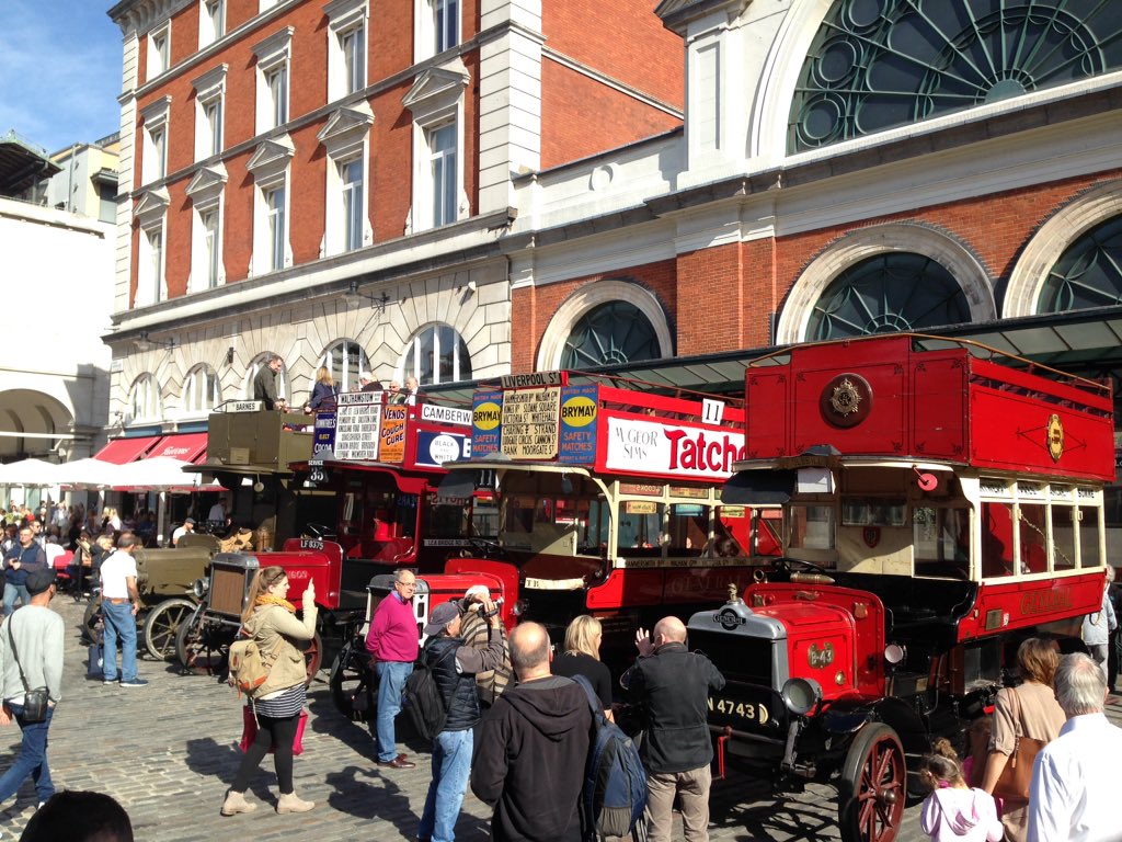 kmt157's tweet photo. Fab, fun packed day. 
First stop @ltmuseum to see the last four B-Type buses (the first reliable mass-produced motor bus), which were in use in London pre WW1, 3 being used as a #BattleBus during the war. #4buses #100years https://t.co/NGPahZbz6F