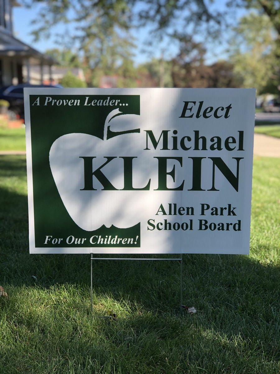maureenklein's tweet photo. Signs came in the mail today! So excited to support @SciEdKlein for Allen Park school board! https://t.co/tqQy0PPMMu