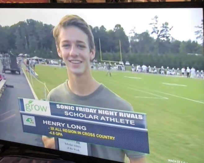 Huge congratulations to Senior team captain Henry Long on being named the Sonic Friday Night Rivals Scholar Athlete of the week. He picked up his hardware last night and led our team on an early morning long run today. What a guy!