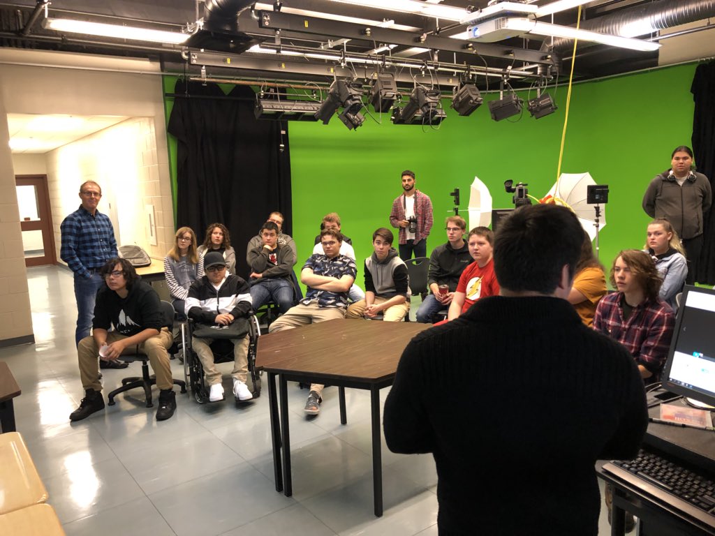 kgowanlock's tweet photo. Superior's CommTech students and I send a huge THANK YOU to Damien Gilbert @dmangilbert  @epicapictures and Matt for sharing your expertise and travel experiences in the world of cinematography and photography. Your stories are inspiring.  @superiorcvi @LakeheadSchools #inspiring https://t.co/aCexkioxF3