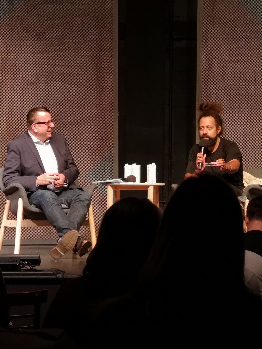 leblancers's tweet photo. From design philosophy to living in a simulation to being a cultural sampler, the In Conversation with @reggiewatts was a fascinating show covering a wealth of topics. #jfl42 #comedycon @RichardCrouse https://t.co/FeA38fiGyC