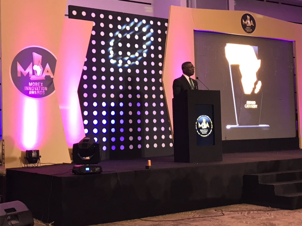 WestBlueLtd's tweet photo. The Minister of Environment, Science, Technology and Innovation; Hon Prof. Kwabena Frimpong delivering his keynote address at the 2018 Mobex Innovation Awards #Mobex2018 #fixingafrica #paperlessport https://t.co/UBRmLaeOpT