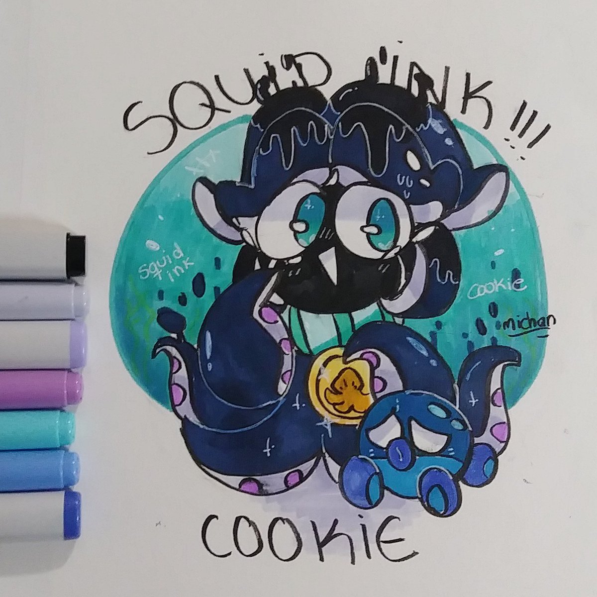 MichanPc's tweet photo. Squid ink cookie drawing OwO
.
.
#cookierun #cookierunfanart #squidinkcookie #copicsmarkers https://t.co/lxE3l52hbG