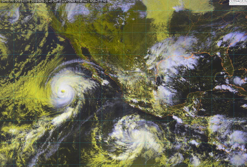 conagua_mx's tweet photo. #AvisoMeteorológico El #Huracán #Rosa, de categoría 2, mantiene su trayectoria hacia la #PenínsulaDeBajaCalifornia https://t.co/9LKeMaabbk https://t.co/PCWDe867Et