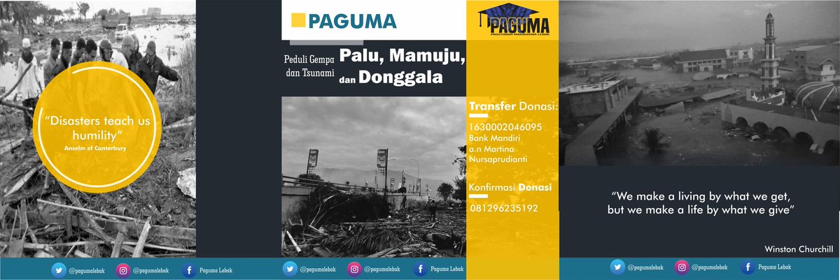 pagumalebak's tweet photo. Assalamualaikum Warrahmatullah Wabarakatuh..

[PAGUMA PEDULI GEMPA DAN TSUNAMI DONGGALA, PALU, MAMUJU DAN SEKITARNYA]

Paguma mengajak sahabat paguma untuk berbagi dan memberikan bantuan terbaik  dari sahabat paguma untuk warga Donggala, Palu, Mamuju dan sekitarnya.
#PAGUMAPEDULI https://t.co/ZE3P1Gdcw9