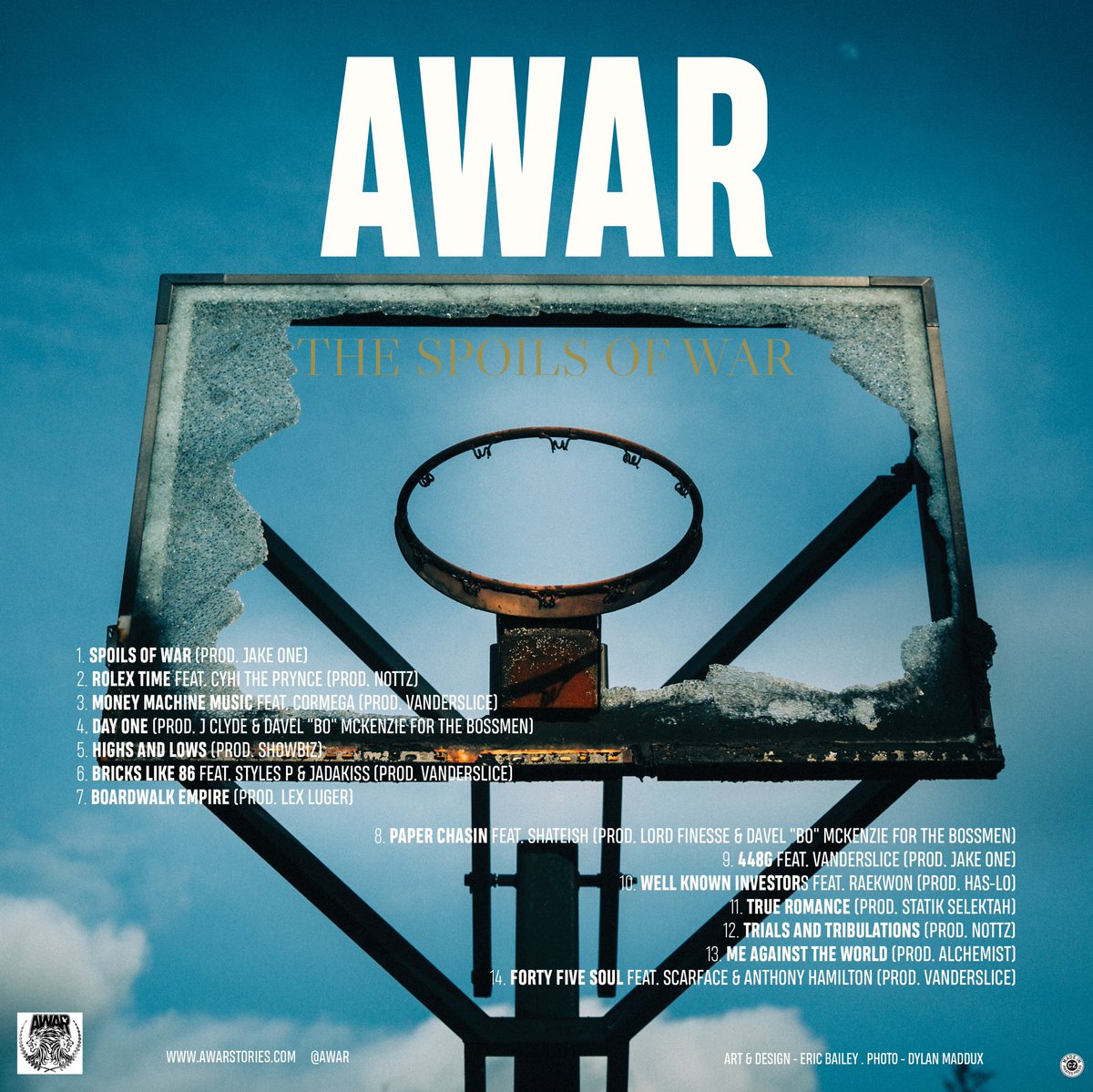 AWAR's tweet image. New album AWAR "Spoils of War" out October 26th! Available for preorder now on awar.bandcamp.com for limited edition Vinyl and CD, digitally on ITUNES. @therealstylesp @Therealkiss @BrotherMob @CyhiThePrynce @Raekwon @iamcormega @HamiltonAnthony @JakeUno @NottzRaw &amp;amp; more