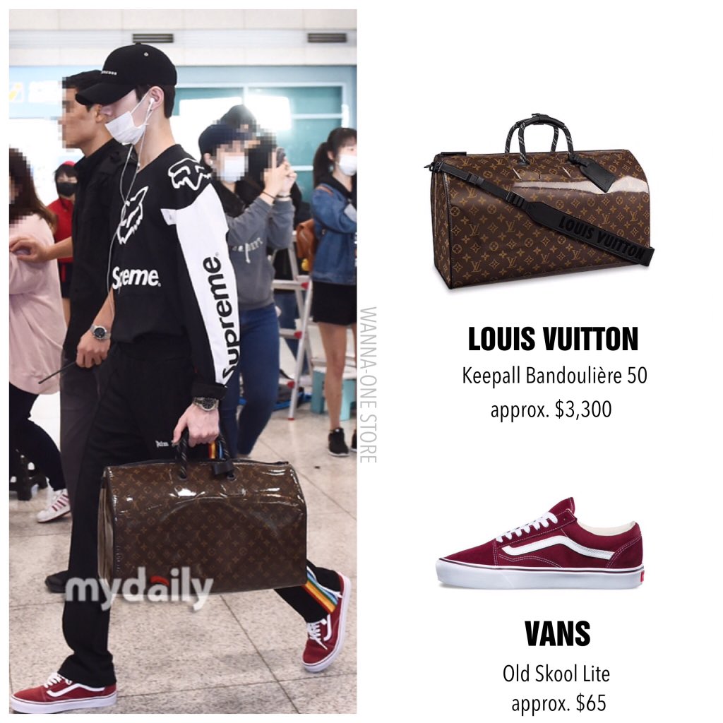 WANNA-ONE STORE on X: LOUIS VUITTON : Keepall Bandoulière 50 approx.  $3,300 VANS : Old Skool Lite approx. $65 #라이관린 #워너원 #LaiKuanlin #WannaOne  👉🏻 👉🏻   / X