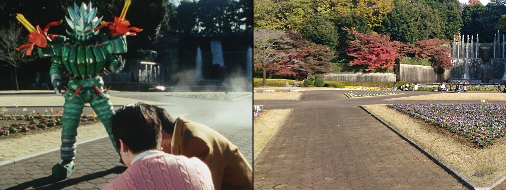 Ex 自称 戦隊ロケ地研究家 スーパー戦隊ロケ地巡り 超力戦隊オーレンジャー 埼玉県川口市新井宿 川口市立グリーンセンター 滝 大噴水 5話より バラカクタス 1が人々を襲った場所は グリーンセンター内のシンボル的存在 長さ50m 高さ11mあり