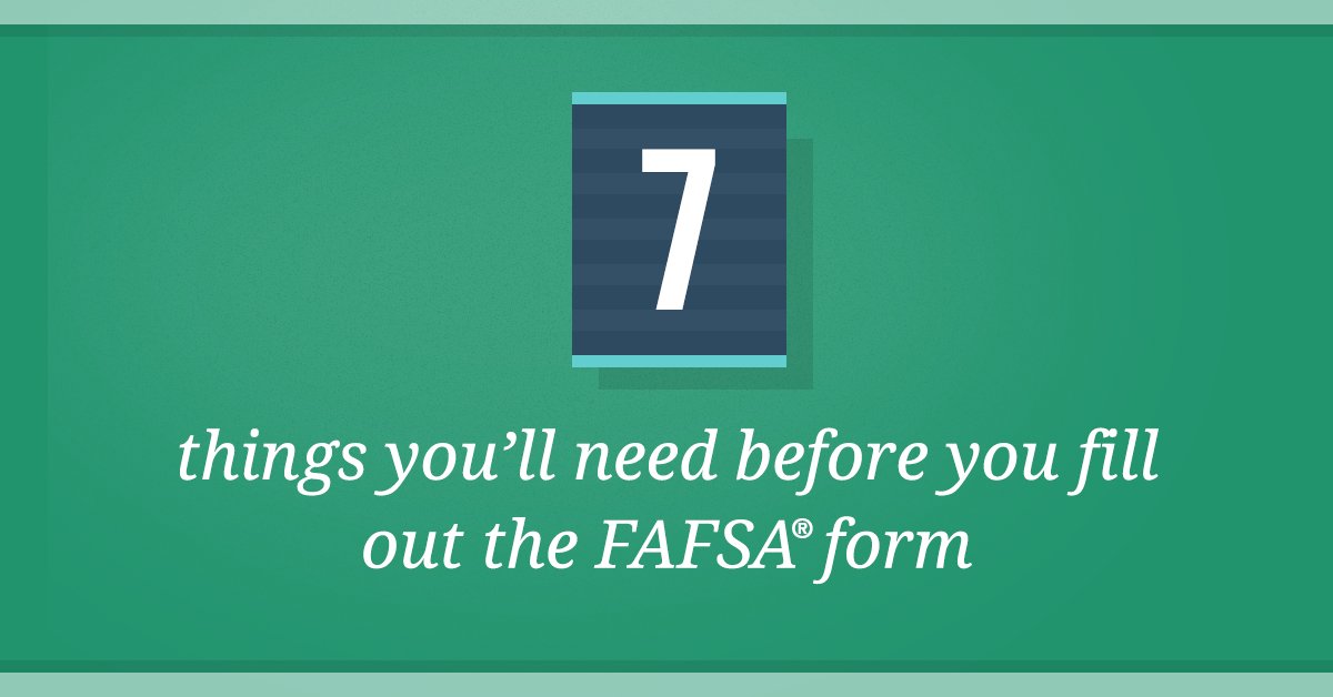 FAFSA's tweet image. The 2019–20 FAFSA form will be available in two days! To make the process go smoothly on Oct. 1, gather these seven things beforehand: bit.ly/2xKFkDW