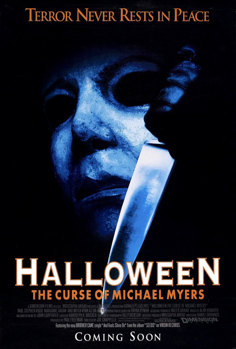 FilmNewsNos's tweet photo. 🎬MOVIE HISTORY: 23 years ago today, September 29, 1995, the movie ‘Halloween: The Curse of Michael Myers’ opened in theaters!
#DonaldPleasence #PaulRudd #MarianneHagan #DevinGardner #GeorgePWilbur #MitchellRyan #JCBrandy #DanielleHarris #MariahOBrien #KeithBogart #KimDarby https://t.co/xLDHRJiM9b