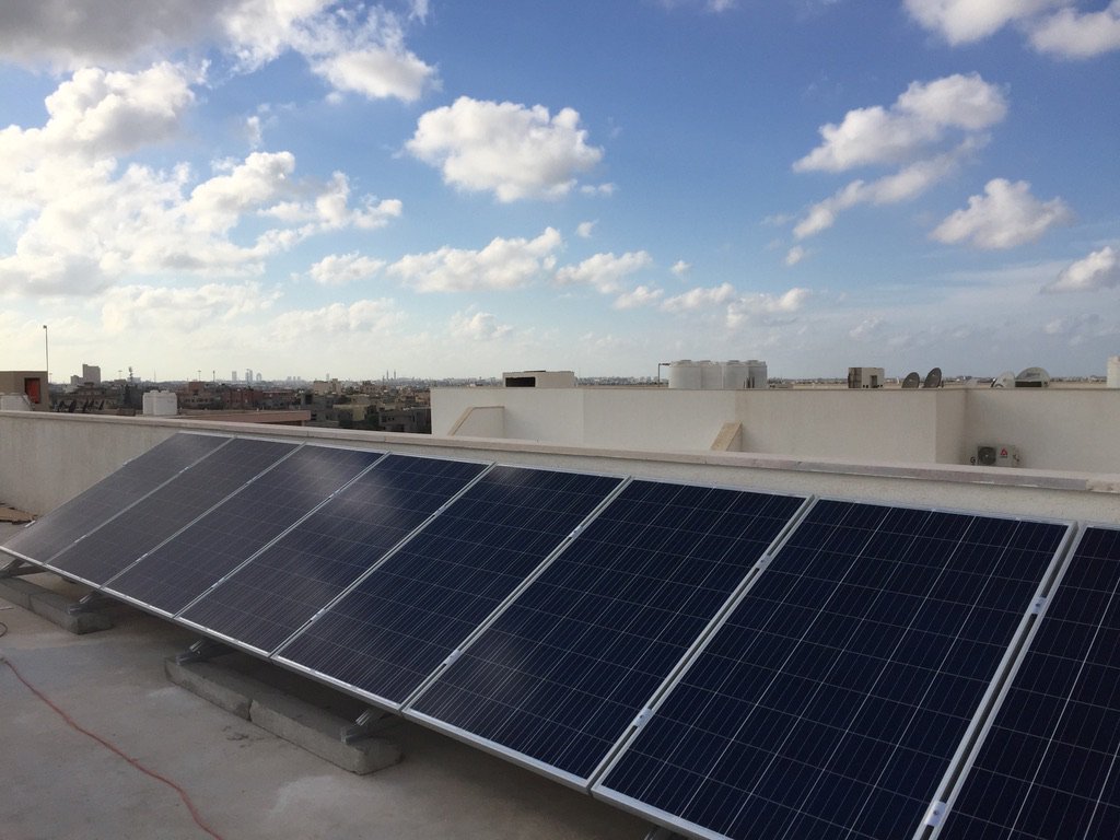 TMH__22's tweet photo. Goodbye to long hours of power cuts, or even blackout. One of the most intelligent #Hyprid solar #PV system of its kind ever has been installed in #Libya. Glad to see this puppy running to harness the abounds sunlight. https://t.co/7Ihzw6IkHr