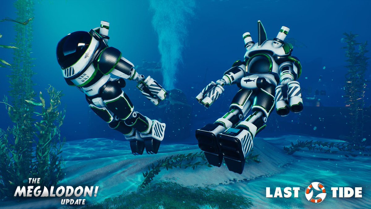 PlayLastTide's tweet photo. The rocket-powered Mecha-lodon is an advanced divepod only available by defeating the Megalodon! Have you got what it takes to claim the ocean's ultimate prize? Find out by trying Last Tide for FREE this weekend until Oct 1st! https://t.co/RIXGjFLuGh #LastTide #BattleRoyale https://t.co/JpniRs5R6l