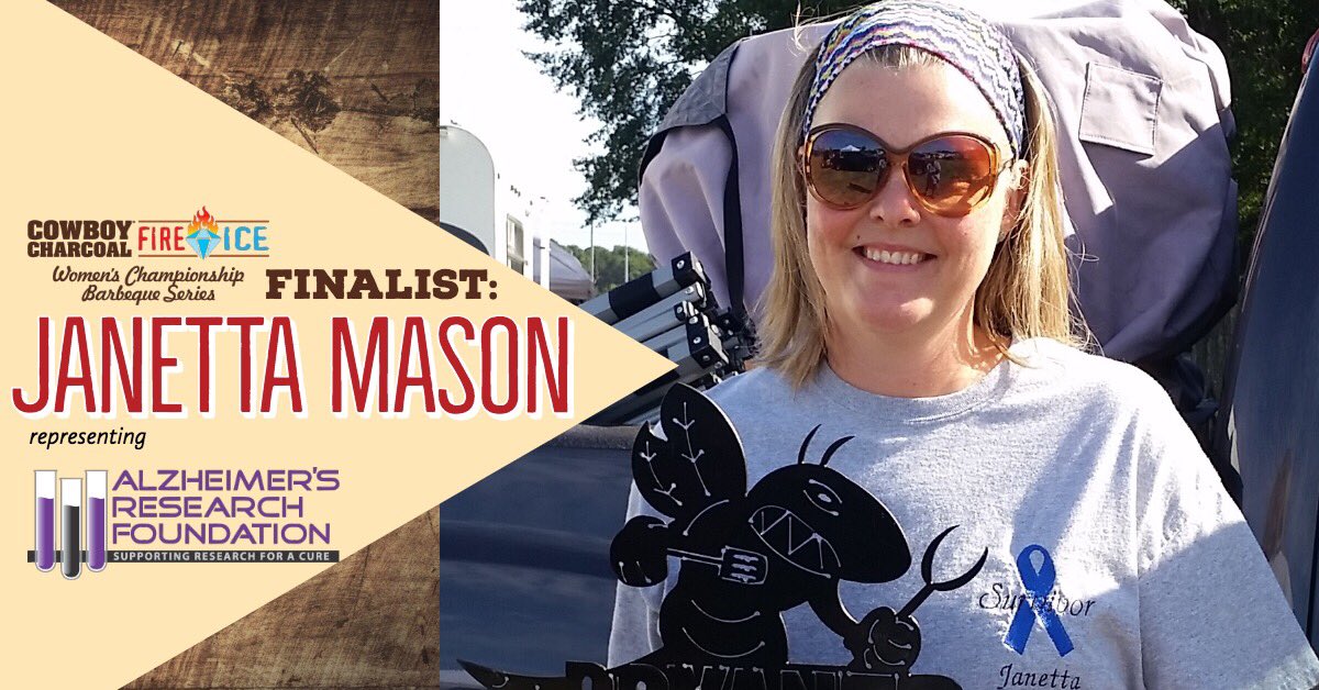 WorldFoodChamp's tweet photo. WFC is proud to feature @CowboyCharcoal’s Women’s Championship Barbeque Series finalist Janetta Mason!!
Janetta is representing Alzheimers Research Foundation in the #QueWithPurpose contest (launching 10/01) in hopes to win up to $15k for this charity!
https://t.co/Gnf0g0FHT2 https://t.co/nFKdvjgTeX