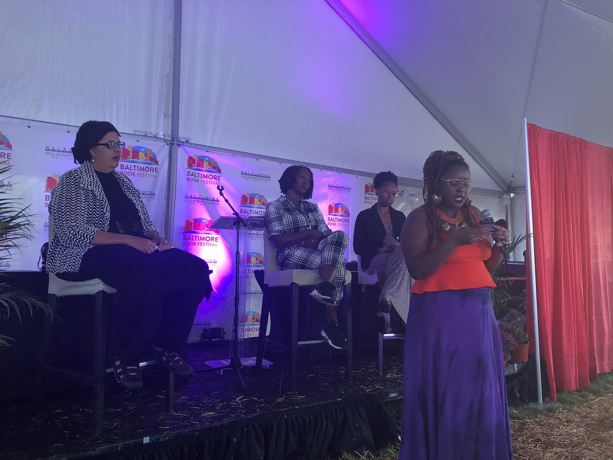 ALWilsonBmore's tweet image. Honored to introduce the “Literature for Social Justice” panel at the Baltimore Book Festival for @OSIBaltimore. It was inspiring to hear spoken word from the dynamic Lady Brion and a panel with Tara Huffman and Monique Morris moderated by @KarenEWebber. #socialjusticesyllabus