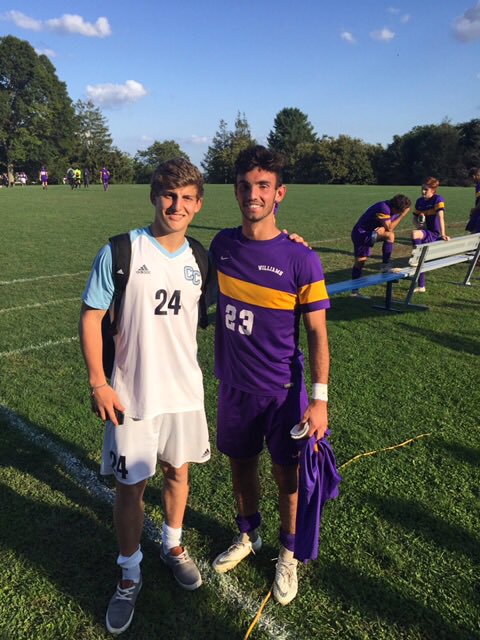 ntbs_official's tweet photo. 🚨 ALUMNI WATCH
Q Benedetto (Connecticut College) and Will Felitto (Williams College) faced off this afternoon in a battle of #NESCAQ opponents. Camels came away with the 1-0 victory to keep their current record a perfect 8-0. Great to see our alumni succeed in @NCAASoccer! https://t.co/aAqMALLcDj