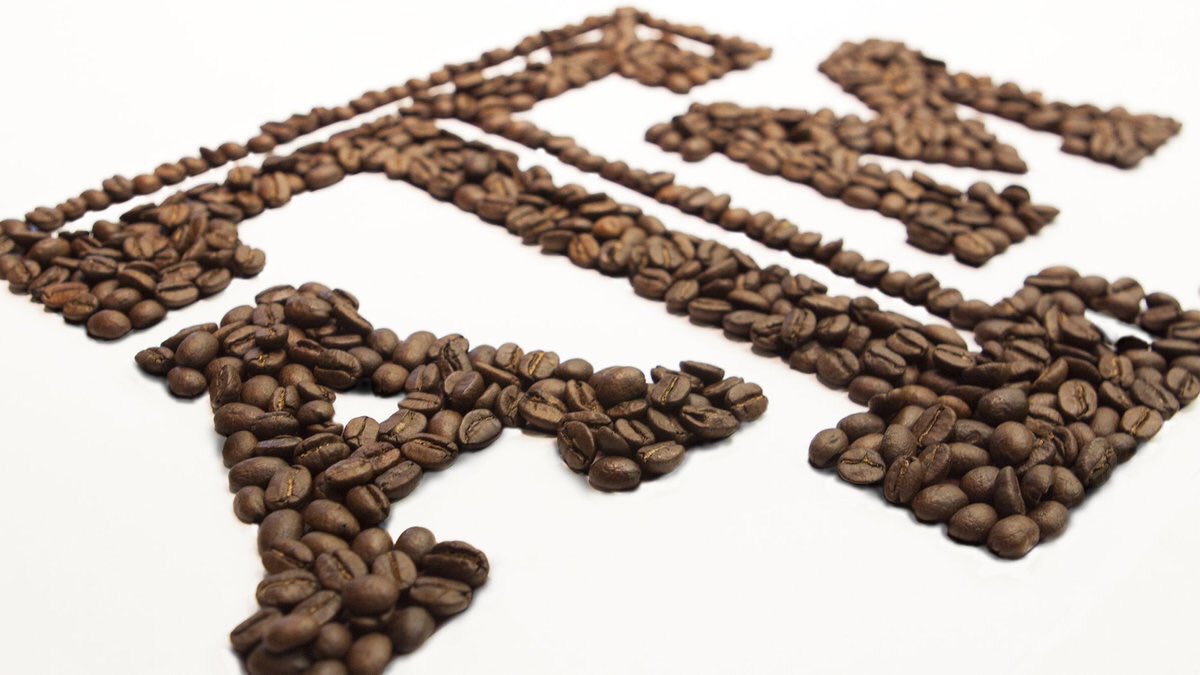 Texas A&M logo made out of coffee beans
