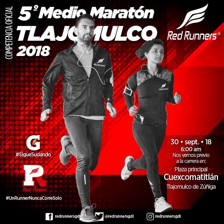 redrunnersgdl's tweet photo. Deseamos éxito a nuestros compañeros y amigos que participarán mañana en el 5 Medio Maratón Tlajomulco 2018. Red Power listo para apoyar a todos y cada uno de los corredores. 🔥¡Venga Runners!🔥
.
#RedRunnersGdl #Running2gether
#MásRojosQueNunca
#ActitudRedRunners #ÚneteALaRed https://t.co/PDEtJ3uwb7