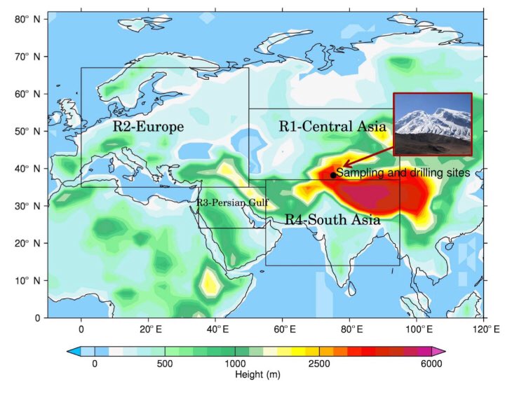 #Nieve en Asia es afectada por #CarbonoNegro u Hollín (q absorbe #RadiaciónSolar y al depositarse en la Nieve la derrite). Este producto de la combustión puede viajar miles de km. Ej.: incendio de PozosPetroleros en GuerraDelGolfo en 1991 alcanzó el Tibet! atmos-chem-phys.net/18/13673/2018/