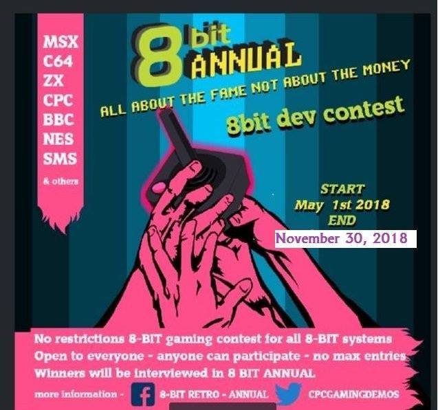 CPCGAMINGDEMOS's tweet photo. #8BITANNUALDEV anyone can enter no retrictions contest new old unreleased games basic, advanced and anything goes categories use hashtag #8BITANNUALDEV more info tweet or pm me #8bitdev #8bit #gamedev #gamedevelopment #amstradcpc #c64 #ZXSpectrum #msx #Atari #bbcmicro #indiedev https://t.co/HwBlkJ8zlo