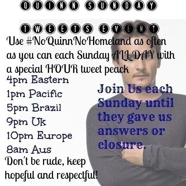 PeacePilgrim00's tweet photo. Sunday 09/30/18 = Week #77 of #NoQuinnNoHomeland
Lest we forget, or they forget, that we're still here. Keep on Quinning! 😍🐰⭐️
@rupertfriend @AimeeMullins @Showtime @Sho_Homeland @SHO_PR @QuinnandHop @howardmgordon @Faith_Forgive https://t.co/tIsFcs73ND