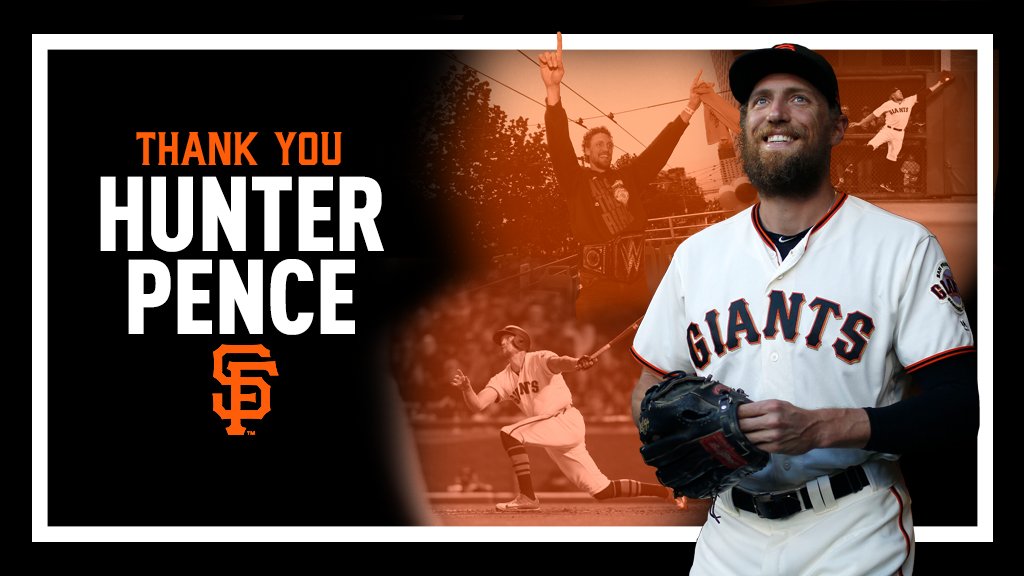 SFGiants's tweet photo. We are forever #GR8FUL for our #8, @hunterpence. 

RETWEET to thank Hunter for 6.5 seasons of amazing energy, unparalleled positivity and so much love. 

#SFGiants https://t.co/QRrYkLsmpZ