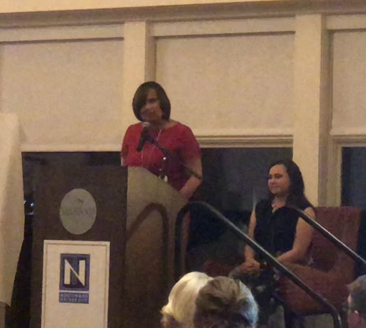 chrisv250's tweet photo. .@KarenS_Carter accepting her Woman of Distiction honor from @NorthwoodU and Amber Morin, senior, introducer. https://t.co/b0O9D6tyRh