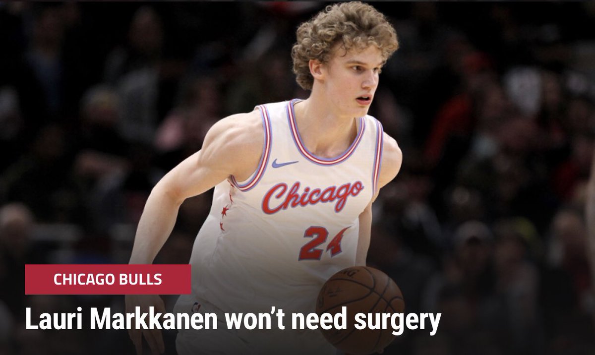 TotalBulls's tweet photo. Lauri Markkanen won’t need surgery - https://t.co/Vro72cmsIb #bullsfans #Bulls #ChicagoBulls #BullsNation https://t.co/X99TVH2GjR