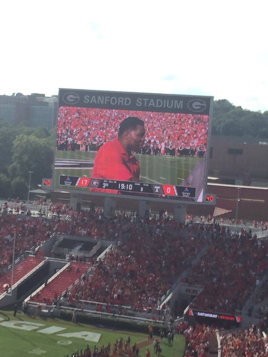 ShowMeTheMonty's tweet photo. Great day @SanfordStadium with @HerschelWalker and @RicFlairNatrBoy  happy Herschel Walker Day! https://t.co/uQmaaSeJxl