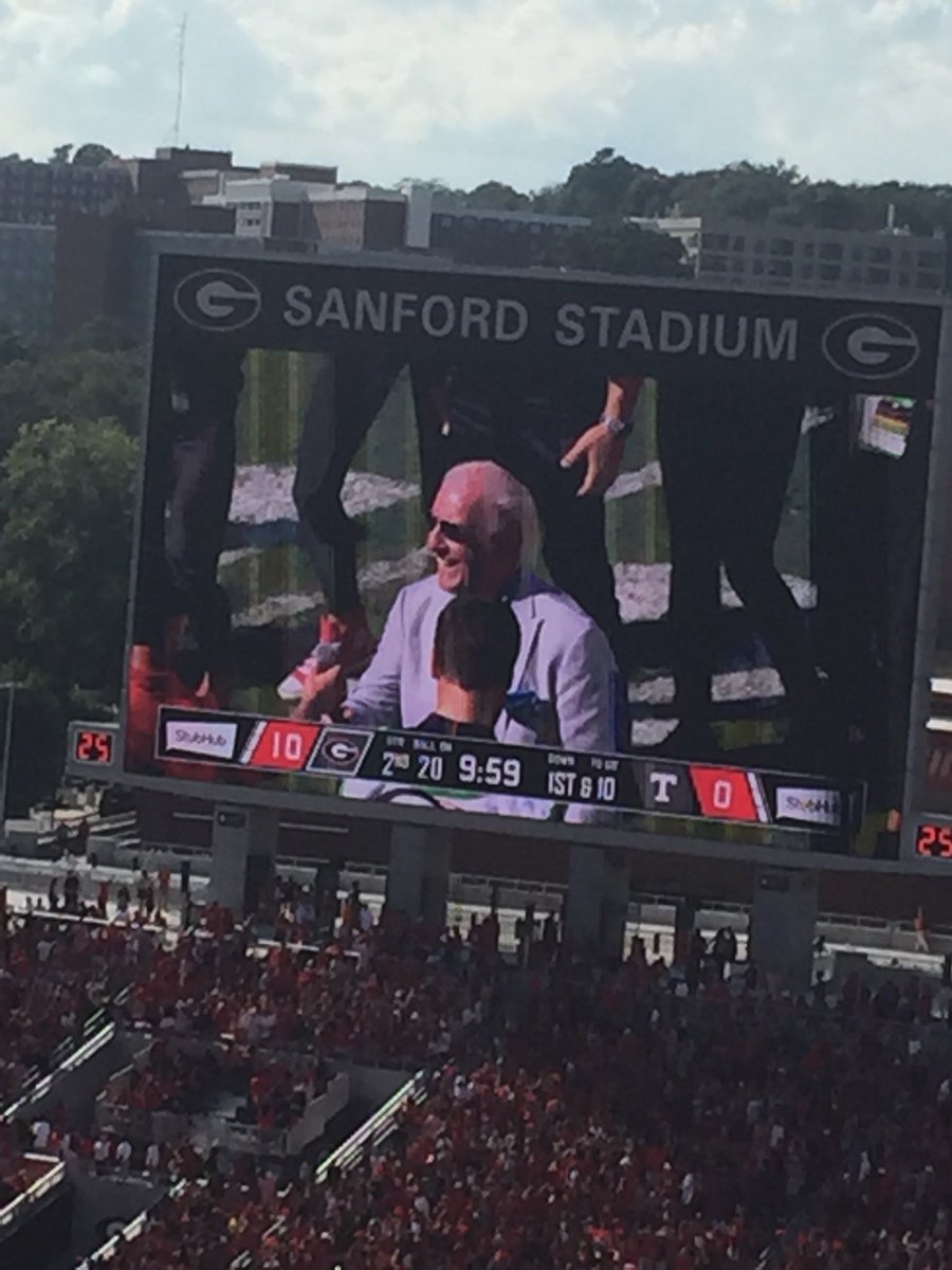 ShowMeTheMonty's tweet photo. Great day @SanfordStadium with @HerschelWalker and @RicFlairNatrBoy  happy Herschel Walker Day! https://t.co/uQmaaSeJxl