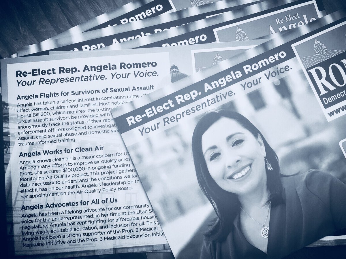 RepAngelaRomero's tweet photo. Our new batch of walking literature is in! Want to canvass #HD26 with our team? Direct message me. #votewomen #electwomen #reelection #campaignlife #bluewave #utdems #woc #yourrepresentative #yourvoice #slc #wvc #hd26 #utleg #utpol https://t.co/Ul7431UjF4